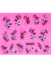  Charm 3D flower design Water Transfer Nails Art Sticker decals lady women manicure tools Nail Wraps Decals 