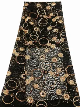 

New Design African Lace Fabric For Wedding Dress High Quality lace fabric With sequins Nigerian Lace fabric FR1123