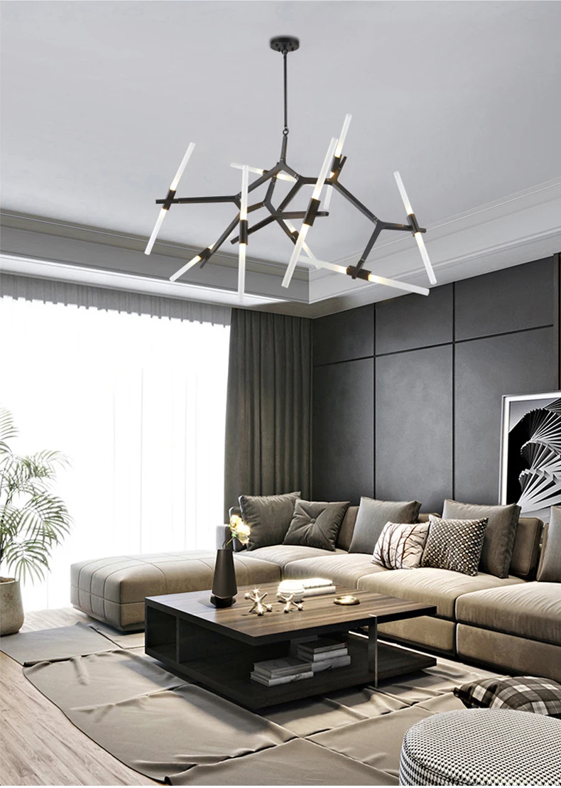 Villa tree branch lamp  Post modern designer Nordic led chandelier tree fork restaurant chandelier villa tree fork Chandelier