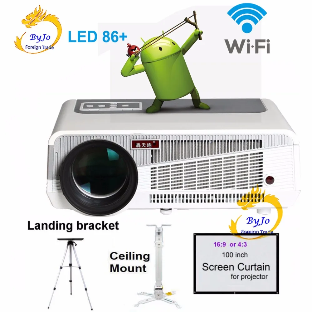 Poner Saund светодиодный 86 + wifi светодиодный проектор Android 6,0 HD светодиодный 3D проектор 5500 люмен проектор 1080p HDMI видео мульти экран