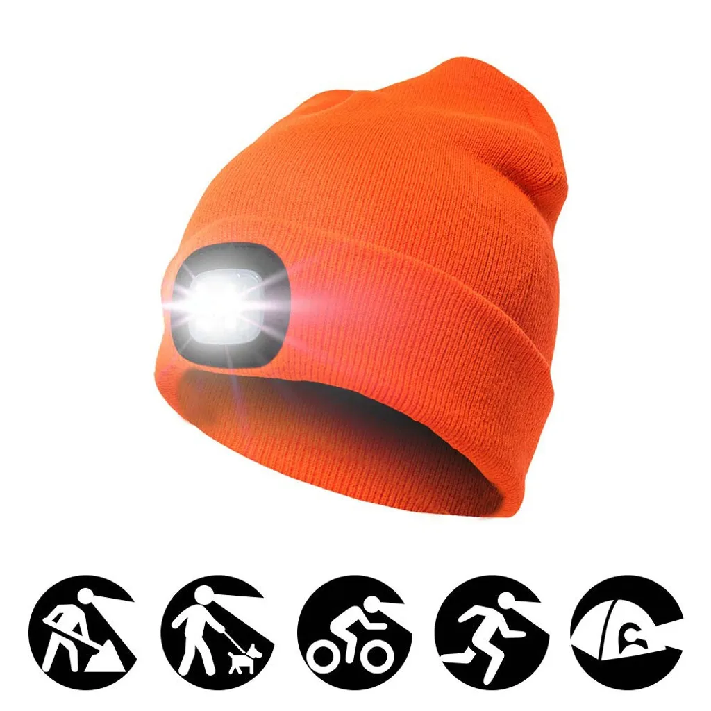

Bright LED Lighted Beanie Cap Unisex Rechargeable Headlamp Hat Repair Cap Autumn Winter Night Fishing Cap