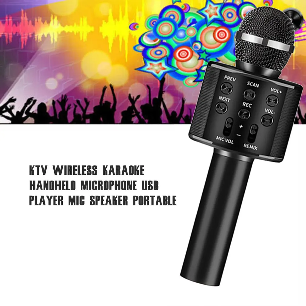 Bluetooth KTV беспроводной ручной микрофон для караоке USB плеер динамик Портативный