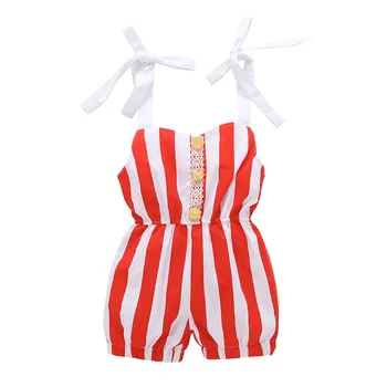 

Summer Baby Girls Jumpsuit Infant Baby Sleeveless Striped Lace Jumpsuit Toddler Kids Girls Casual Beach Sling Rompers #LR3