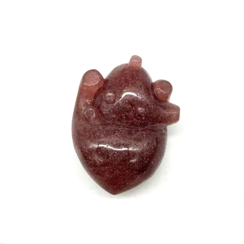 

Natural polished red strawberry quartz crystal heart healing stone crystal craft for gifts and decoration