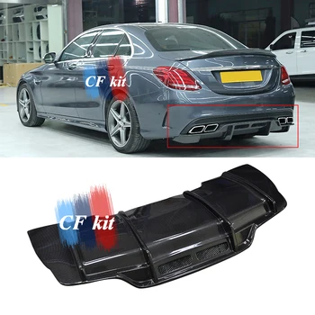 

CF Kit PSM Style Real Carbon Fiber Rear Diffuser For Mercedes-Benz W205 C63 Rear Lip Bumper Car Styling ( Only Fit C63 4door)
