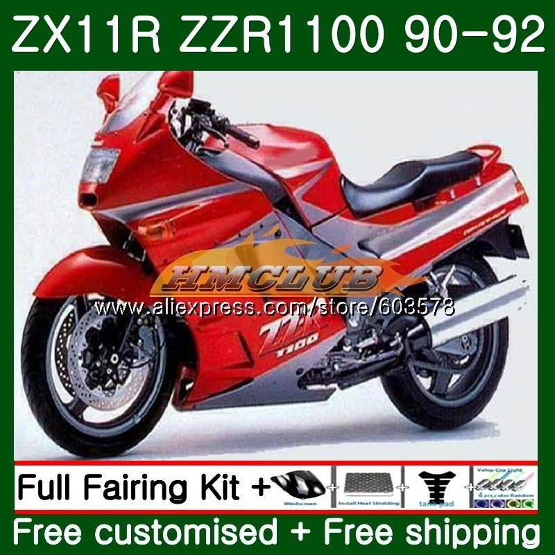 botanist bogstaveligt talt Susteen Body For KAWASAKI NINJA ZX 11R ZZR 1100 ZX 11R 1990 1991 1992 28CL.39  ZZR1100 ZX11 ZX 11 R ZX 11R 90 91 92 Fairing Glossy red|Combinations| -  AliExpress