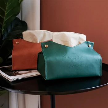 

Nordic simple PU artificial leather tissue bag ins car tissue box smoke box living room household creative tissue cover