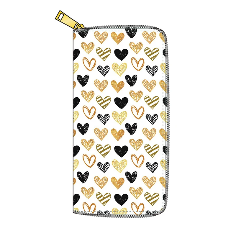 

Heart-shaped Printed With Wallet Long PU Leather Purse Card Holder Purse for Women Gift Money Bag