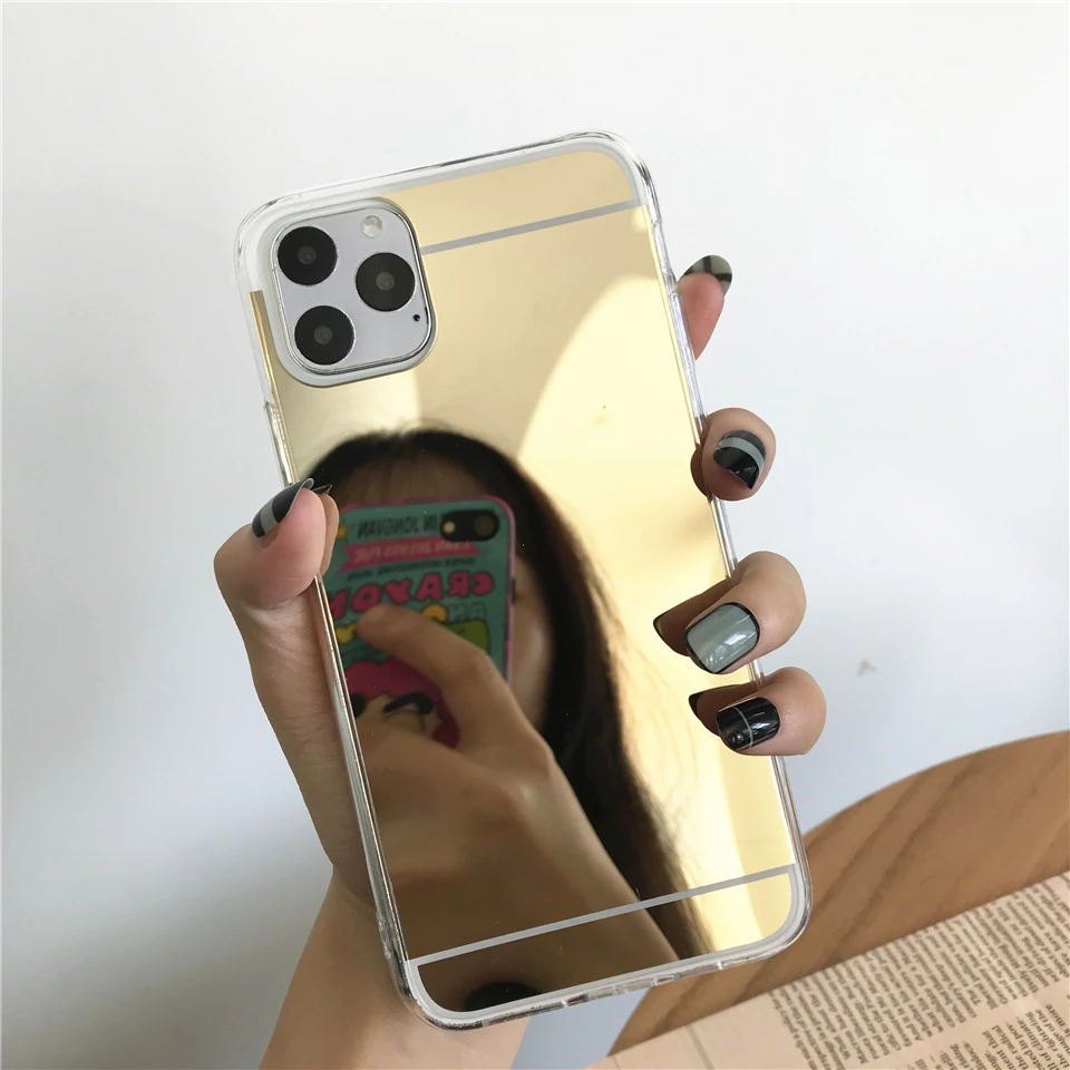 Чехол с зеркальным покрытием для iphone 11 Pro MAX SE 5 5S 6 6s 7 8 Plus X XS XR мягкий силиконовый из
