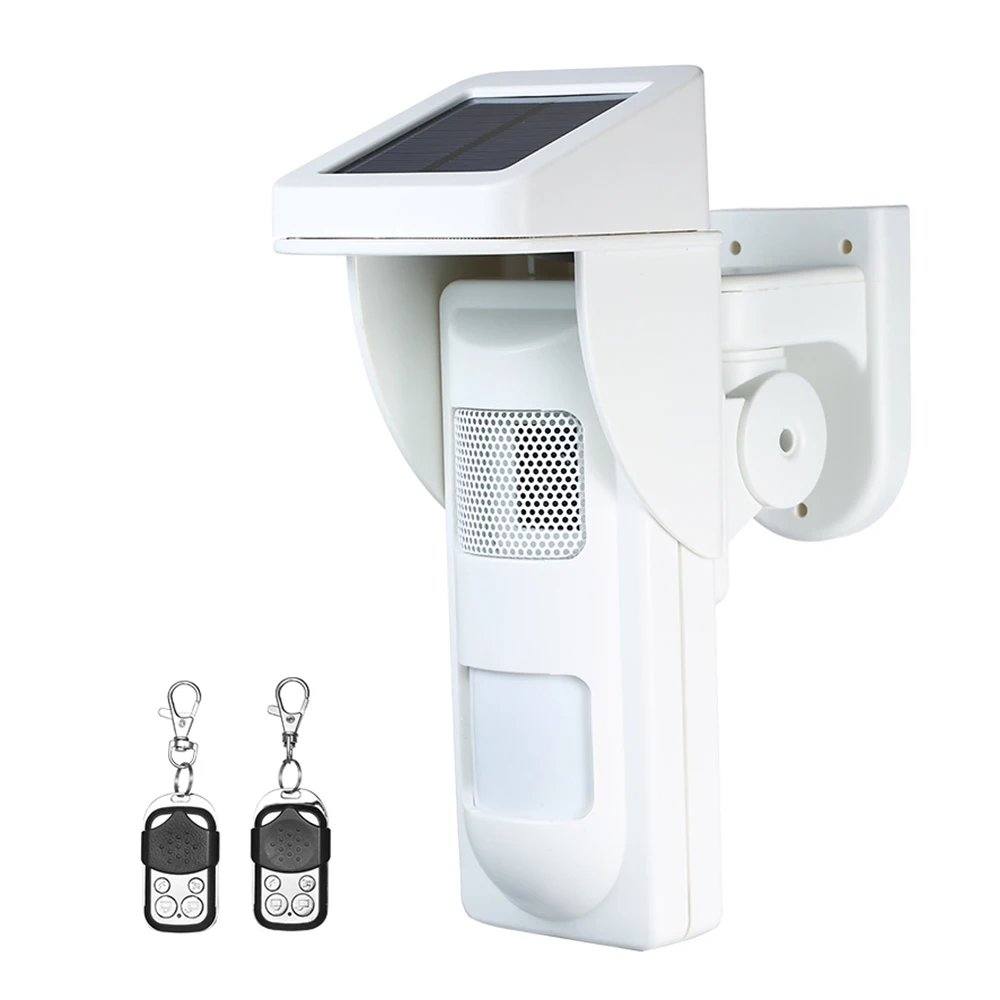 

Solar Powered Dual Infrared Motion Sensor Detector Siren Strobe Alarm Waterproof Wireless PIR Detector With 16 Voices Alertor