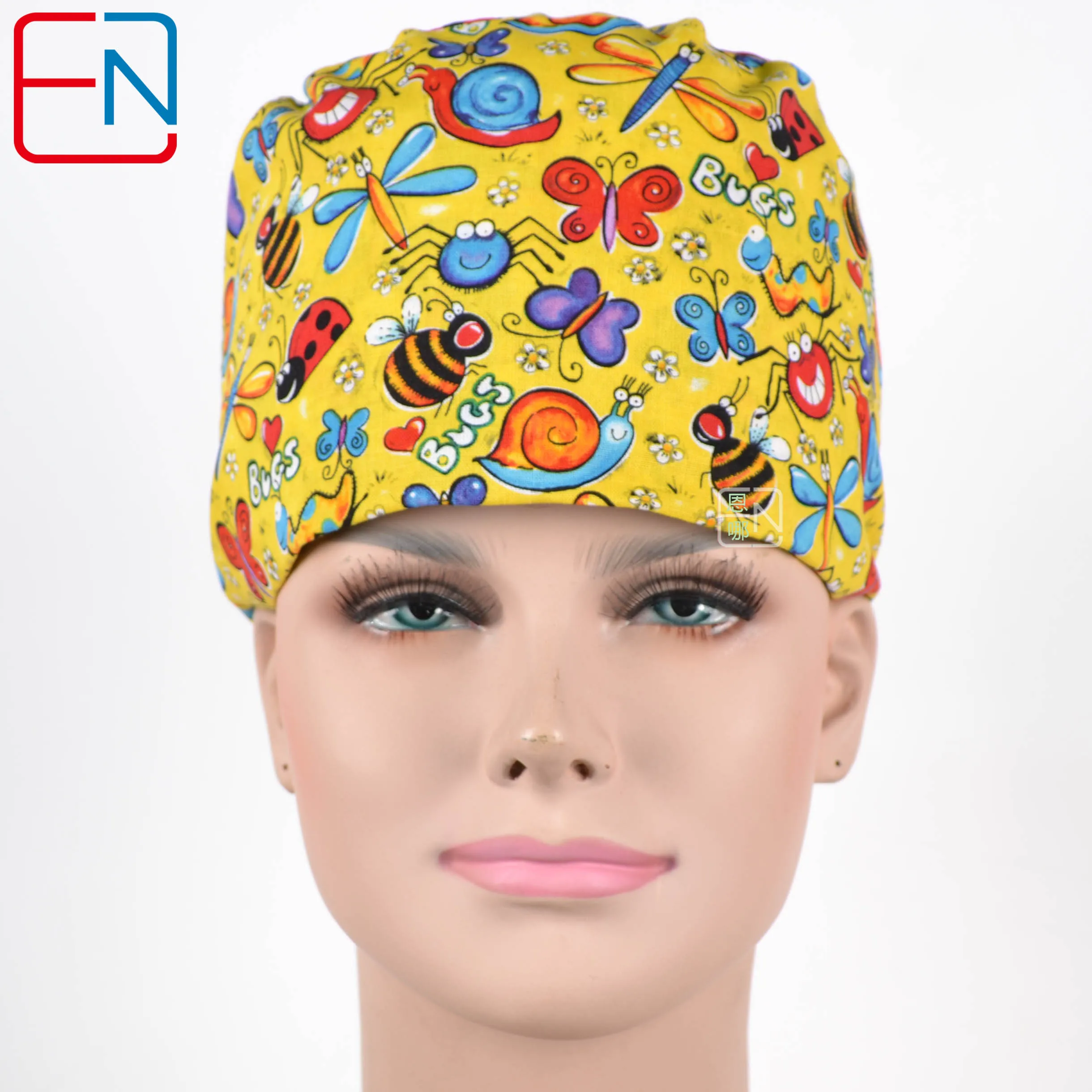 Hennarunisex Scrub Caps In Yellow 100 Cotton Scrub Hats Skullies