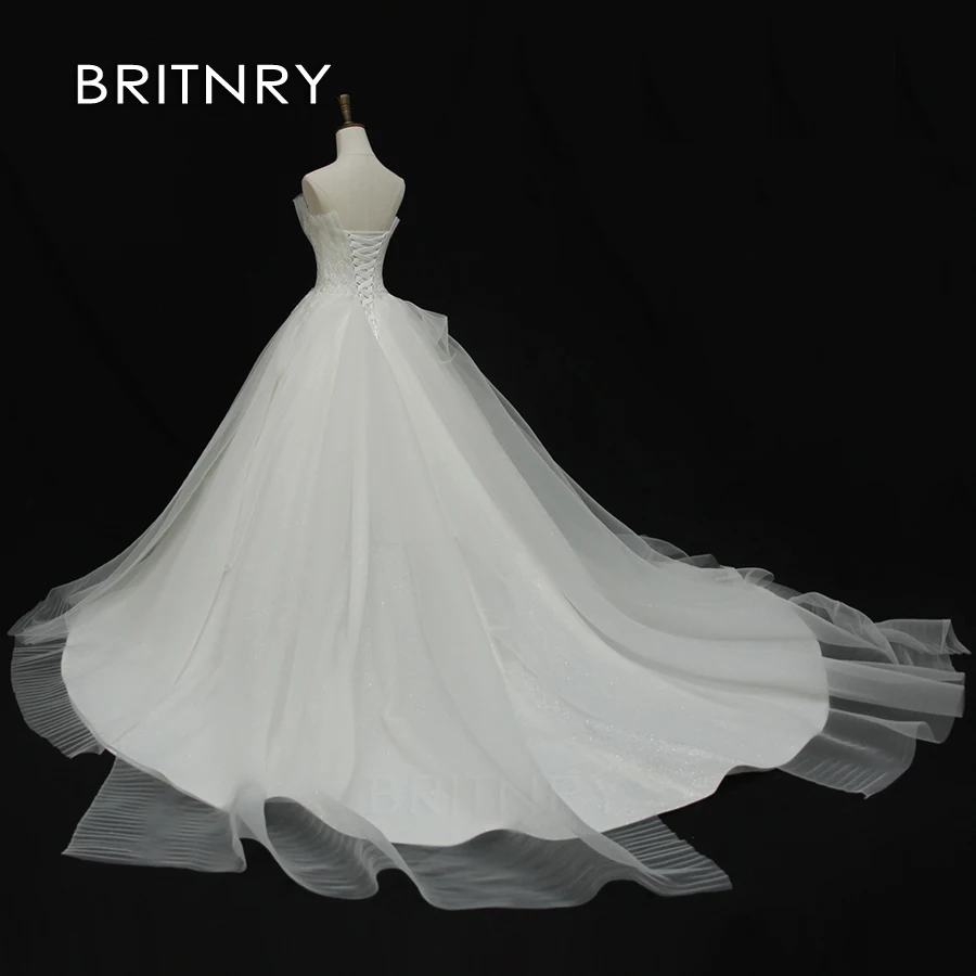 BRITNRY настоящая фотография простой кружевной аппликацией без бретелек off White модные, пикантные свадебные платья невест Большие размеры vestido de noiva