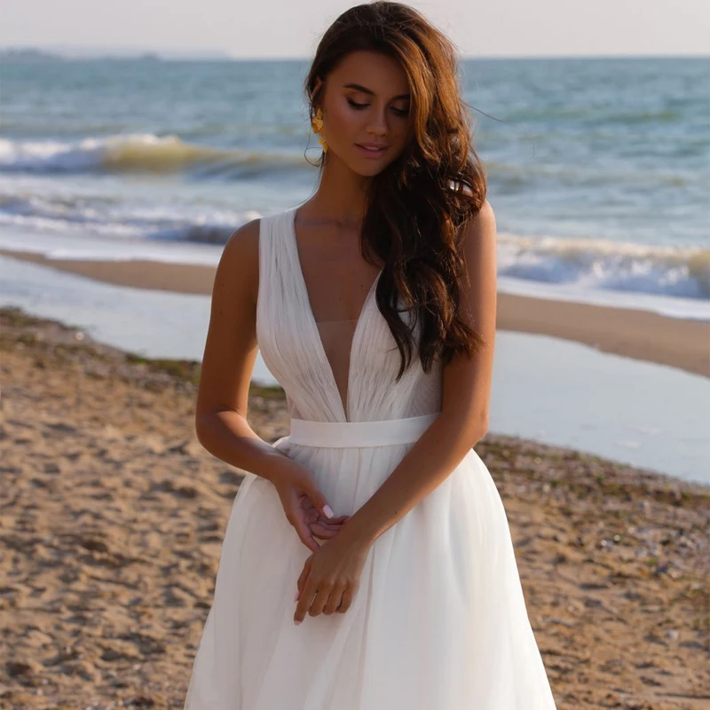 Charming On Sale Beach Wedding Dresses 2024 Summer Bride Dress Sleeveless V | eBay Charming On Sale Beach Wedding Dresses 2024 Summer Bride Dress Sleeveless V | eBay