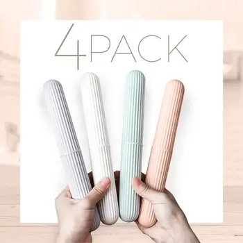 

4 Pack Travel Toothbrush Case Four Colors Leak Proof And Skid Proof Portable Sanitary Dust-Proof Holder Durable PP Material