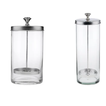 

2pcs Sanitizer Disinfectanting Glass Jar for Styling Salon Barber Shop or Styling Station Germicide Jar, Small and Large