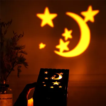 

Romantic LED Starry Night Sky Projection Lamp Rechargeable Wooden Hollow Night Light 7 Light Colors Projector luminaria 30AUG12