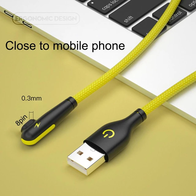 3A USB Micro Câble 90 Degrés Coude Câble De Données Chargeur