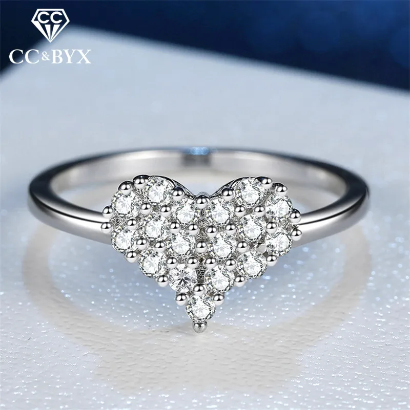 CC 925 Серебряные кольца для женщин кубический цирконий сердце камень предложить темперамент романтическая свадьба Свадебные обручальные украшения CC1605