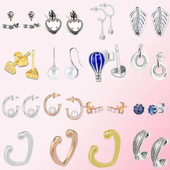 

2019 100% 925 Sterling Silver Classic Authentic Stars Symmetrical Earrings Ladies Charm Fashion DIY Jewelry Free Shipping