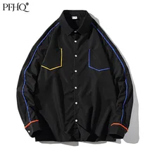 Pfhq 2021 outono e inverno nova moda masculina estilo coreano tendência solta cor haste costura bonito camisa de manga longa 21e5458