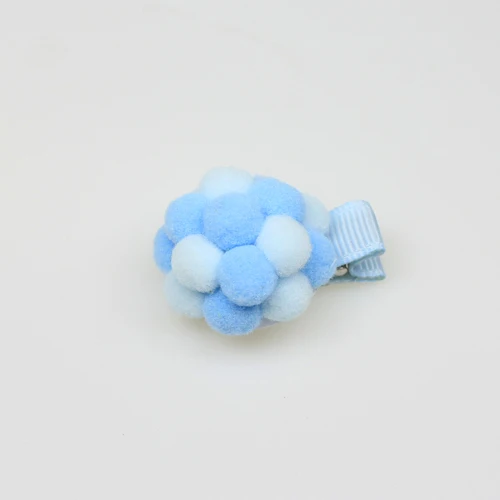 Blue-Clips 2 шт./лот, милые разноцветные резинки для волос ручной работы с помпонами для маленьких девочек, детские резинки для волос с помпонами на подкладке, эластичный держатель для волос из кожи аллигатора, HT064 - Цвет: Blue-Clips
