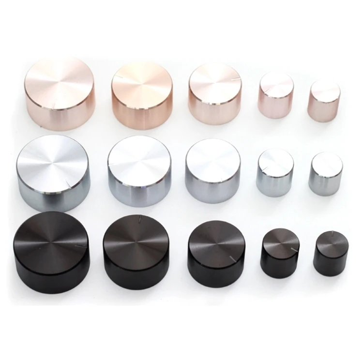 2 uds 17*17mm 25*17mm 25*17mm * 30*17mm * 48*22mm 34*17mm 6mm Agujero del eje de aleación de aluminio de la perilla de potenciómetro (estriado diámetro de eje)