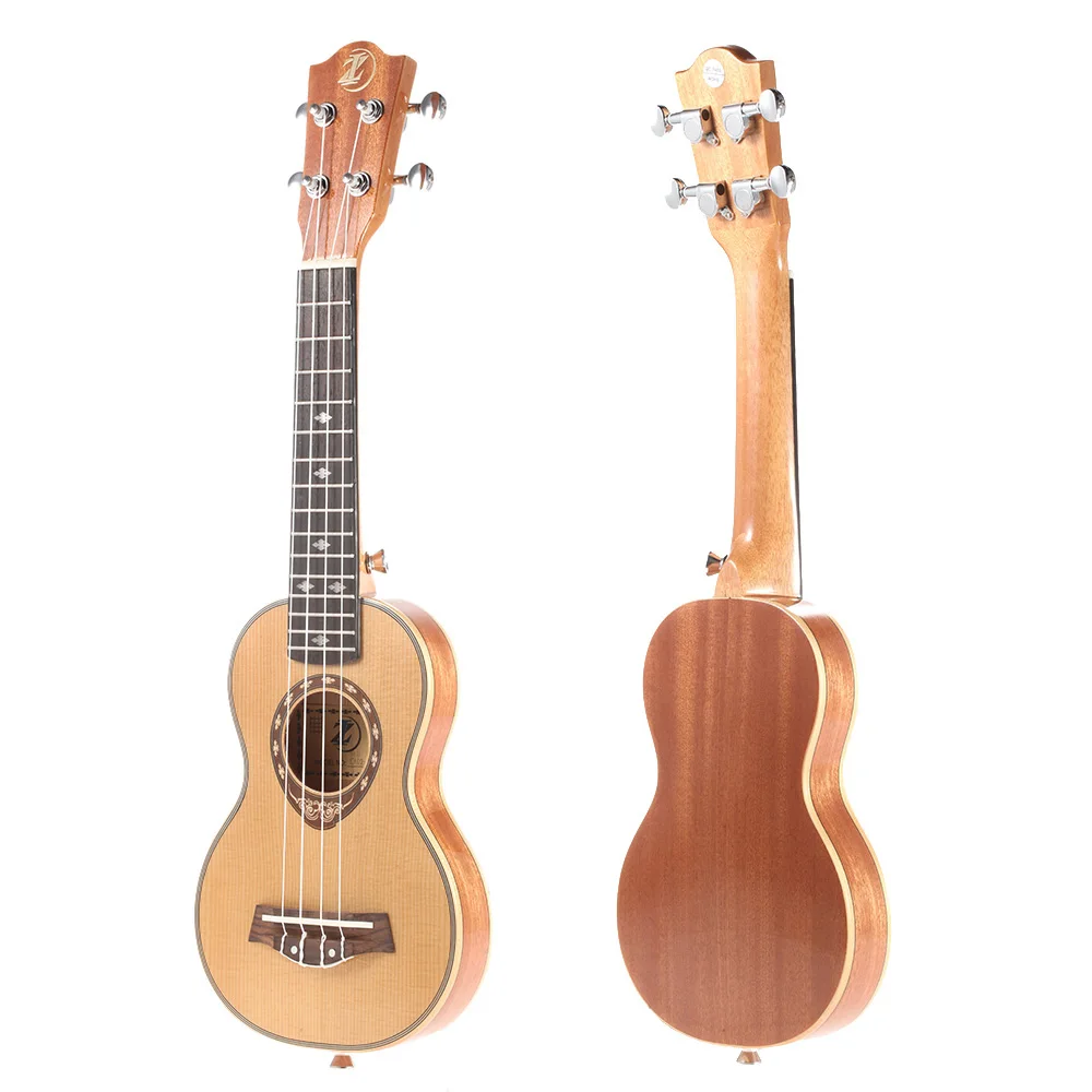 

High Quality 21" Soprano Ukulele Spruce Ukelele 4 Nylon String Hawaiian Guitar 42mm Slim Design High Gloss Surface Beautiful