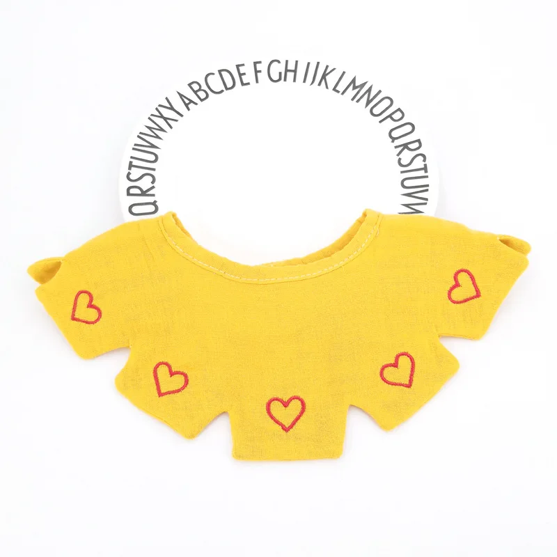 yellow heart Хлопковый марлевый нагрудник для малышей, декоративные аксессуары, полотенце с вышивкой, искусственный воротник, детская отрыжка, одежда в Корейском стиле - Цвет: yellow heart