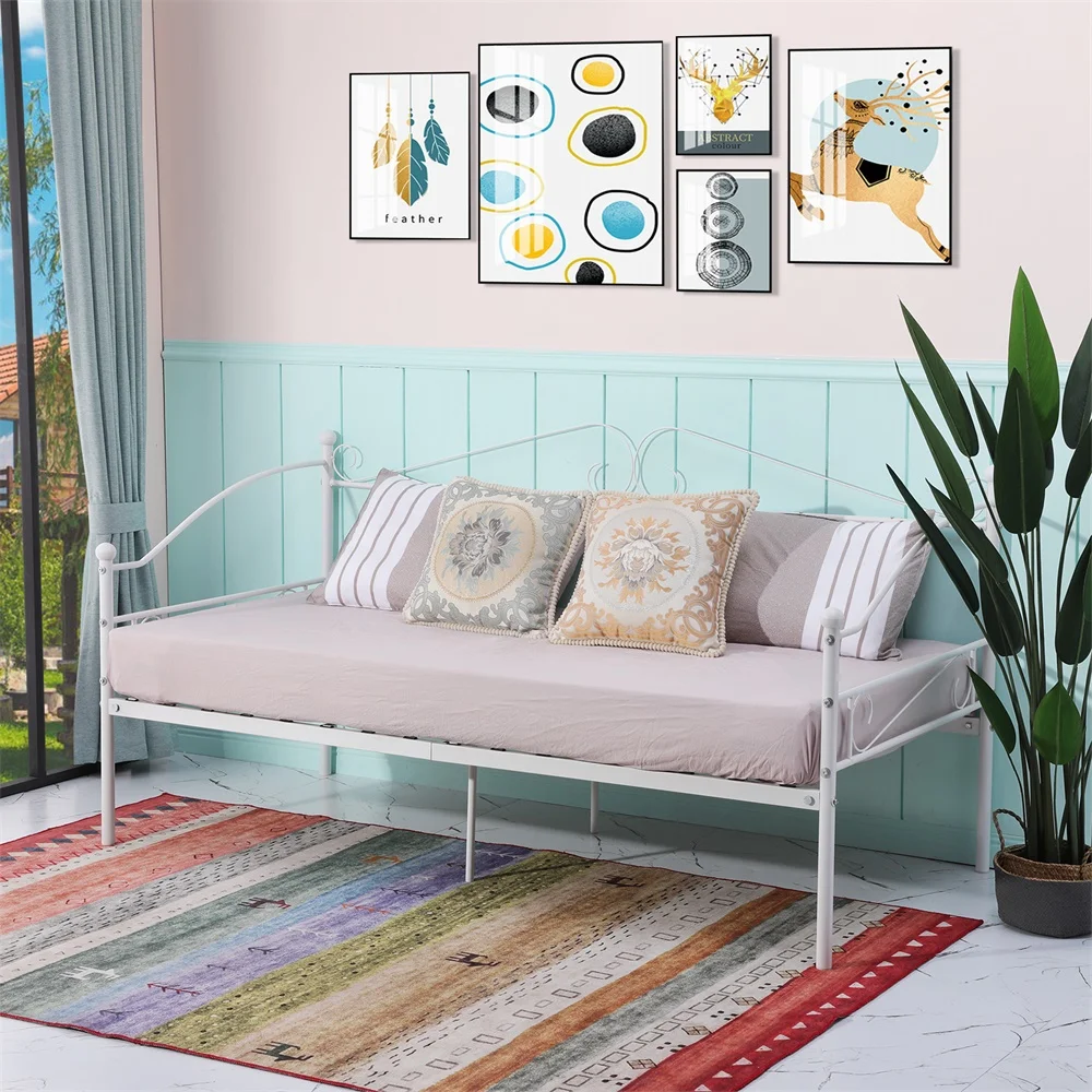 

Metal Bed Frame Modern Bed 3FT Single 4FT6 Double Sturdy Platform Mattress For Kids Teens Adults' Bedroom Guestroom Dormitory