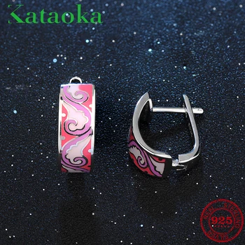 

Like Pink red Candy colors wave for Women Authentic 925 Sterling Silver charms Fashion Enamel Stud Earrings for women 2018