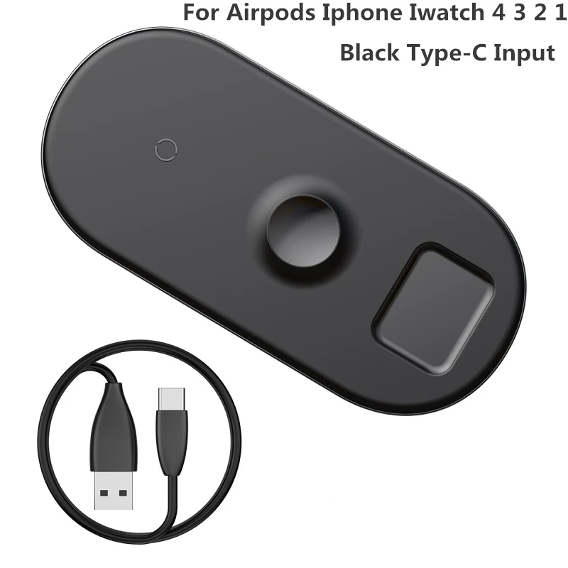 Baseus 3 в 1 Qi Беспроводное зарядное устройство для Airpods Apple Watch 4 3 2 1 iWatch быстрая Беспроводная зарядная площадка для iPhone 11 Pro Xs Max X - Цвет: 3 IN 1 Black