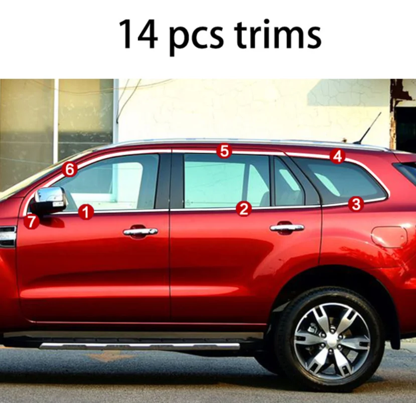 Нержавеющая сталь окна автомобиля Планки для ford everest
