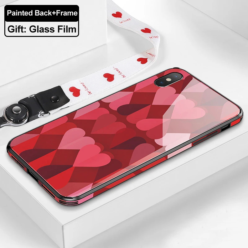 hongxinyouhuo Для iphone X XS Max XR 6d чехол из закаленного стекла с рисунком задняя панель+ рамка Взрывозащищенная стеклянная крышка для iphone xs max стеклянный чехол - Цвет: hongxinyouhuo