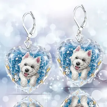 Dog Heart Crystal  Earrings 2