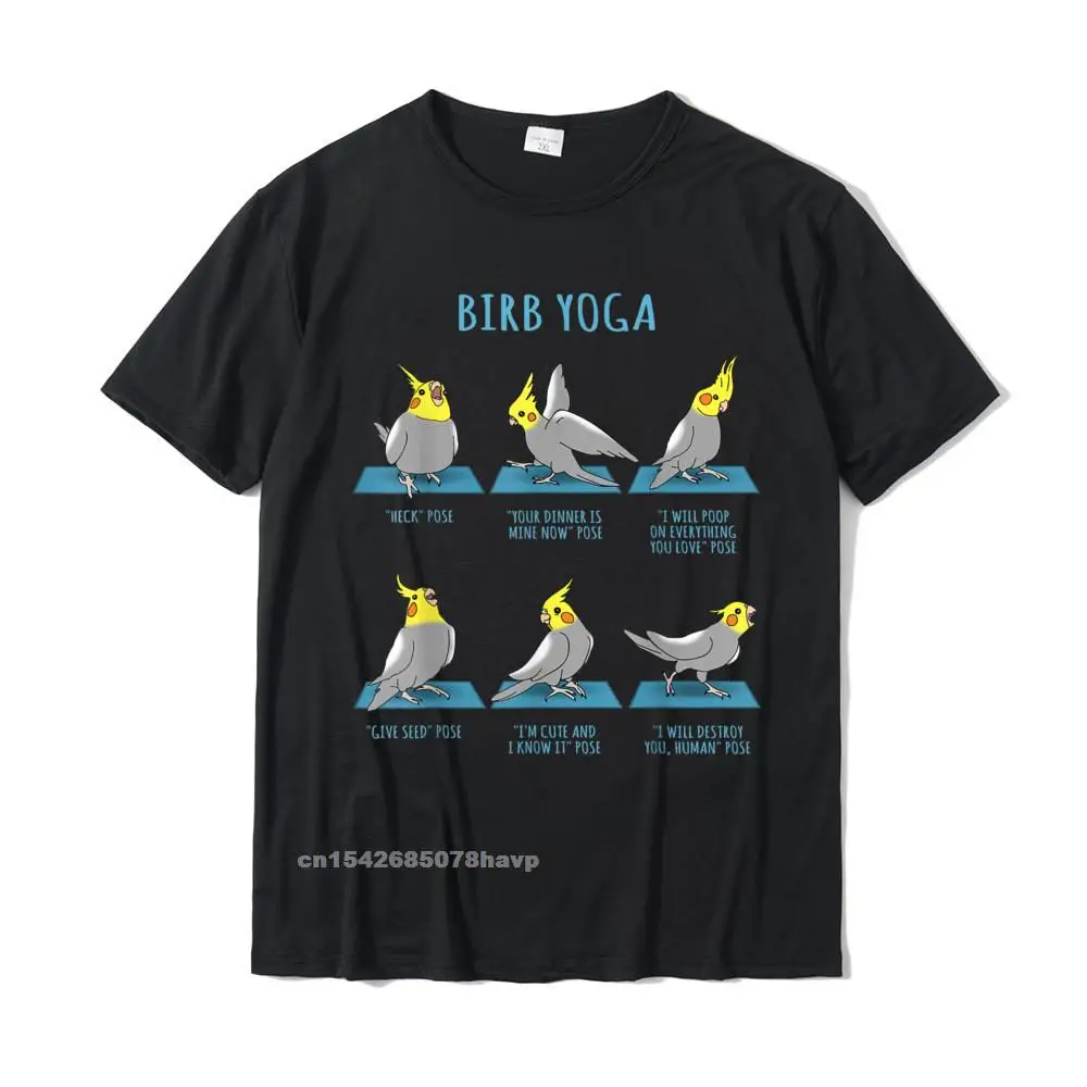 Comics O Neck Tshirts Summer/Autumn Tops Shirts Short Sleeve Cute Pure Cotton Funny Top T-shirts Cool Boy Wholesale Funny Cockatiel Yoga Poses Birb Memes Cute Parrot Doodle T-Shirt__975.Funny Cockatiel Yoga Poses Birb Memes Cute Parrot Doodle T-Shirt  975 black.