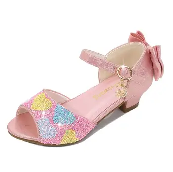 

Children Elsa sandals princess party shoes for girls glitter wedding girl sandals crystal High heel Sandals