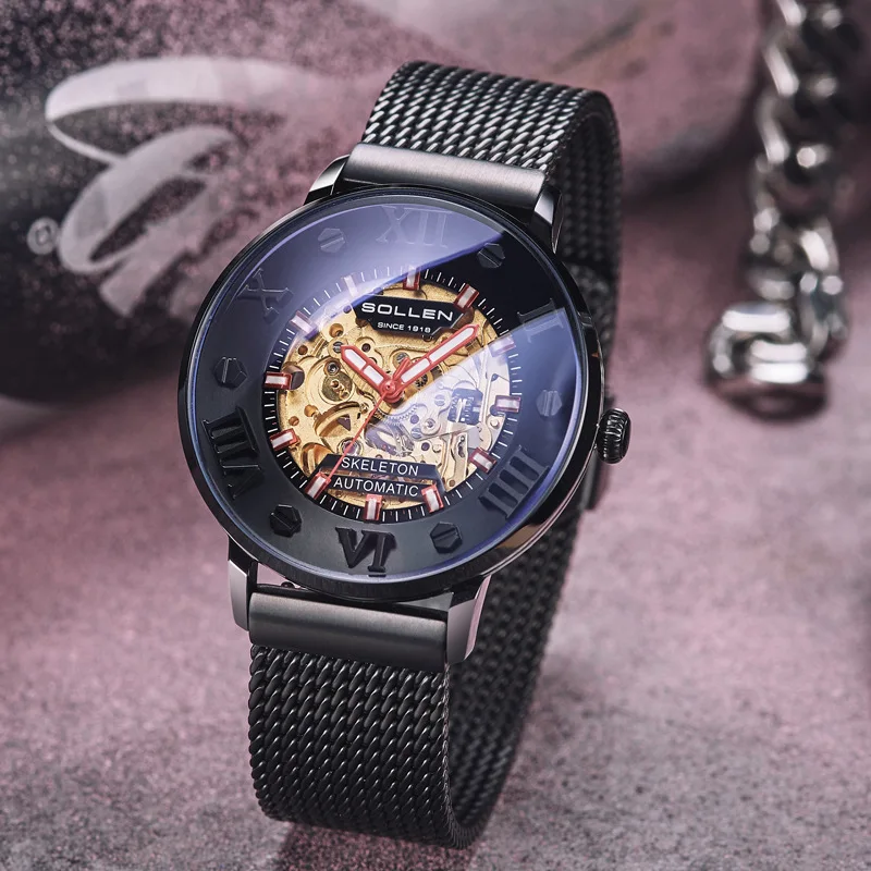 

Fashion Luxury Watch Men's Automatic Mechanical Watch Mesh Belt Waterproof Novel Trend Luminous Sports Watch SL307