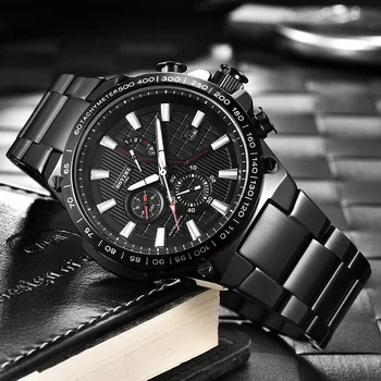 

new Business Stainless Steel Belt Steel Fully Automatic Calendar Machinery watches Luminous Waterproof Casual Watch Male WL013