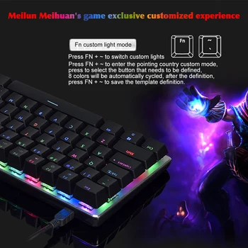 

Ultra Slim Gaming Keyboard RGB Backlit Universal USB Wired Mechanical 82 Keys Computer Accessories Ergonomic Portable English