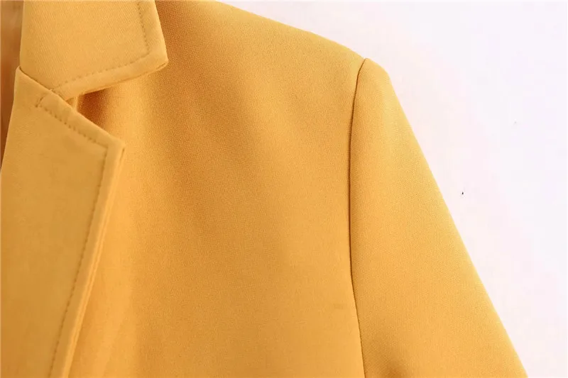 Женский осенне-весенний Повседневный оранжевый Длинный блейзер женский шикарный плед с длинным рукавом однобортный пиджак с поясом Верхняя одежда