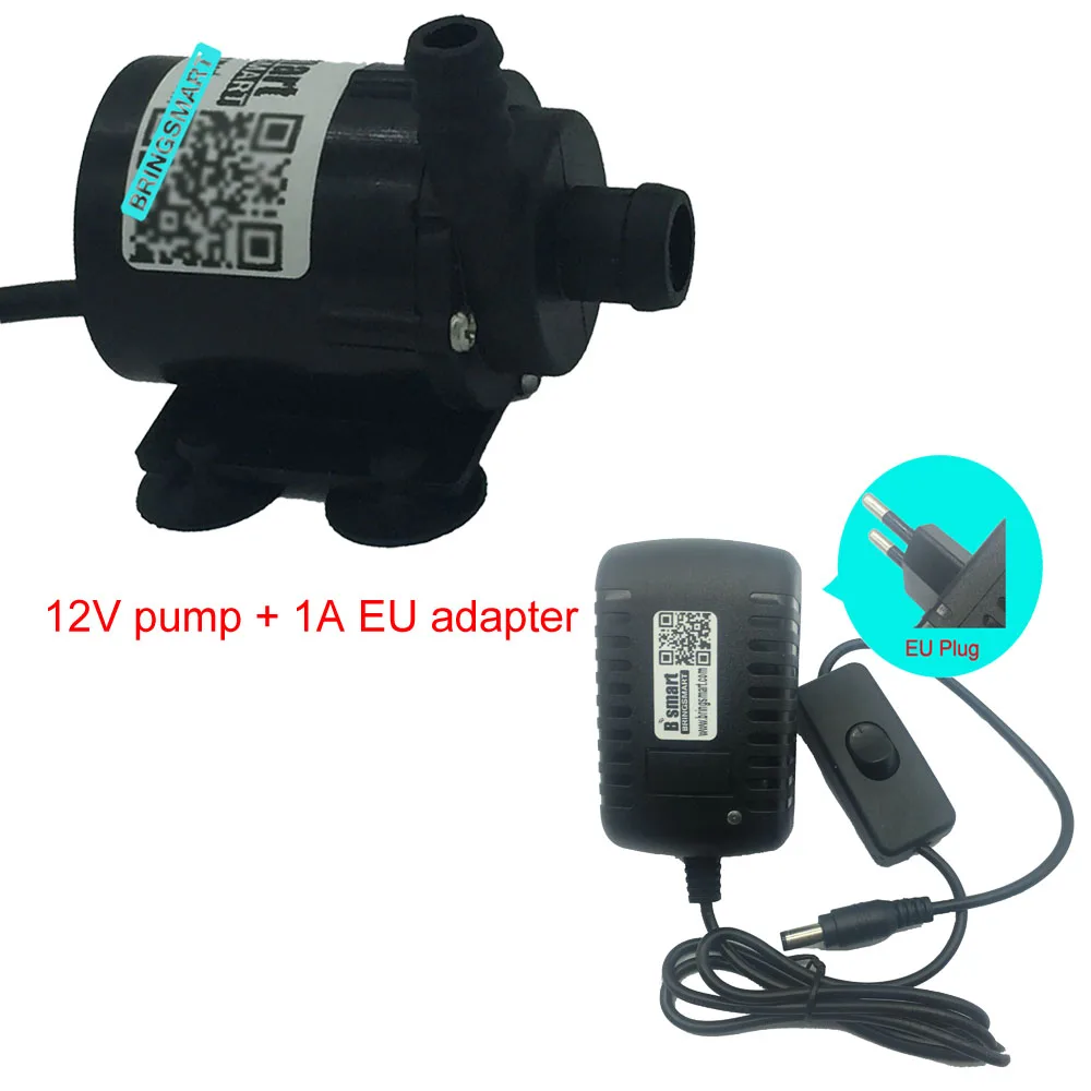 Мини водяной бесшумный насос 200L/ч 2,1 м DC бесщеточный подводный насос 12V для фонтана Запчасти SR-160B - Напряжение: Pump n 1a EU adapter