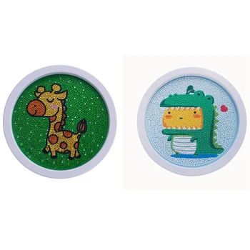 

2set Diamonds Painting DIY Cartoon Kids Arts and Crafts Kits Educational Creative Toys for Girls Handicrafts Gift C & E