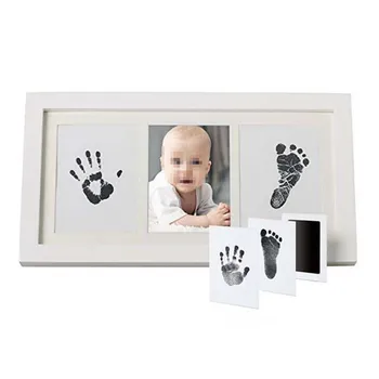 

Baby's Mark Classic Imprint Frame Wooden Photo Frame with Hand Footprint Makers Imprint Kit Baby Ink Pad Newborn Baby Souvenir
