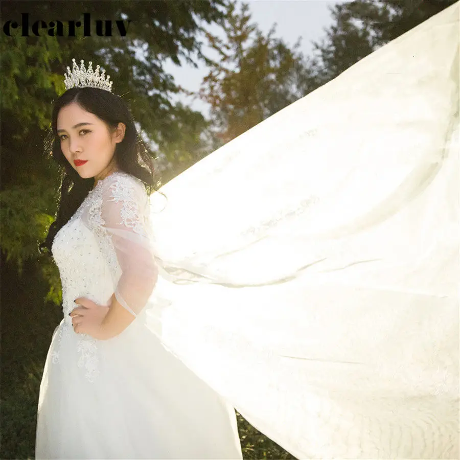 

Wedding Dress Plus Size White Elegant Shawl Vestido De Novia 2019 T415 Free Shipping Pearls Sequined Pregnant Women Wedding Gown