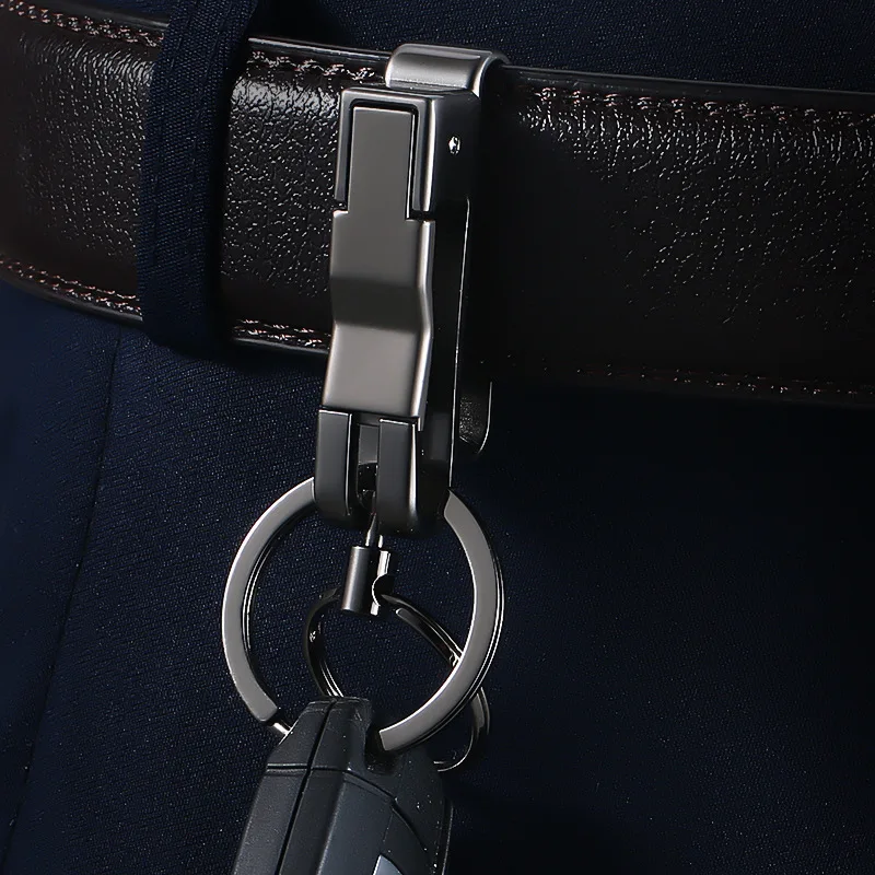 Luxury Men's Creative Belt Key Buckle with Secure Lock Ring