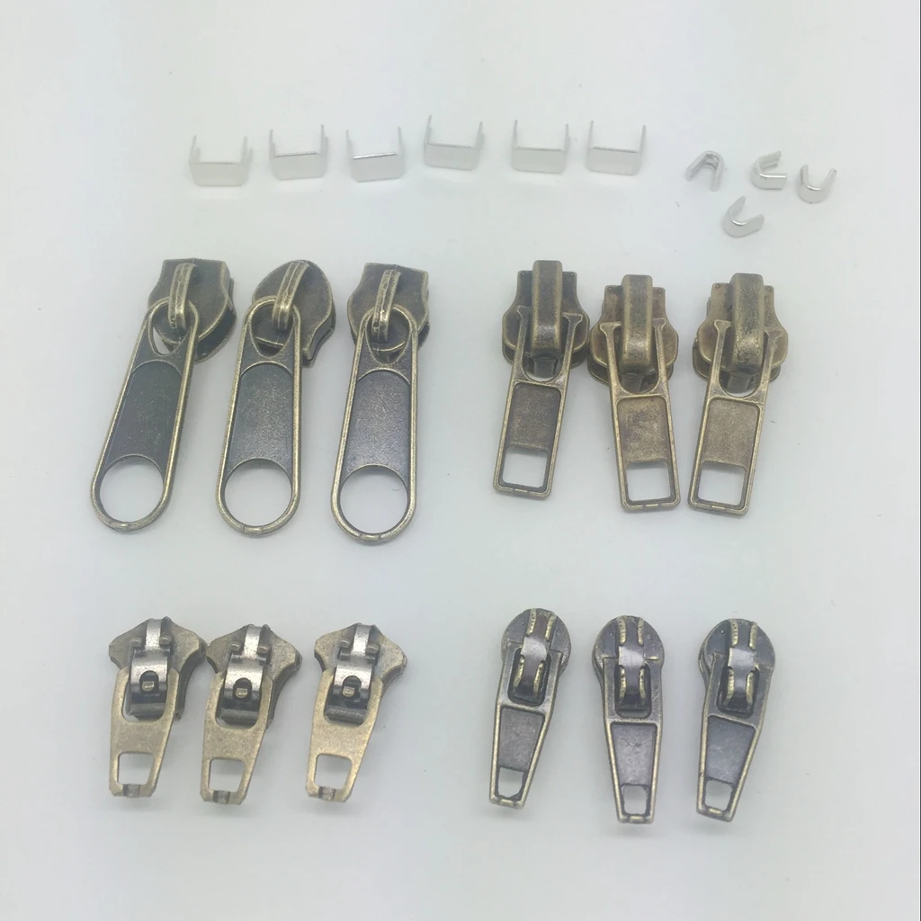 22 Pieces Replacement Zipper Tags Zip Fixer for Clothes Suitcase or Bags, Silver