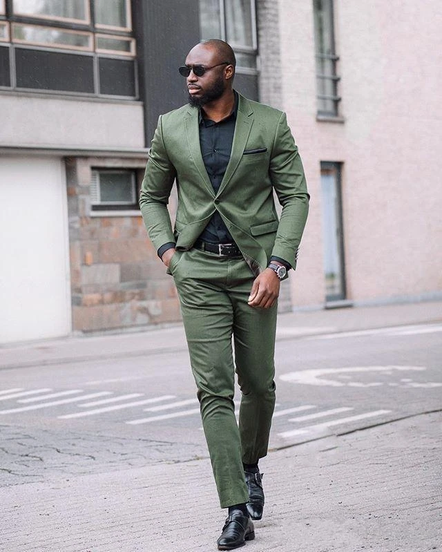 Охотник армейские; зеленого цвета; для мужчин костюмы Slim Fit Двойка пляжные Женихи Для мужчин свадебные смокинги для черный Для мужчин формальный, костюм на выпускной вечер,(куртка+ штаны