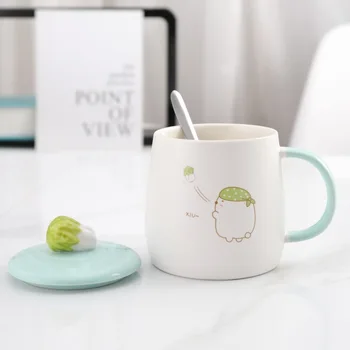

Creative Hand-painted Three-dimensional Cabbage Ceramic Mugs Home Cute Large-capacity Mug Cups Girls Breakfast Coffee Gift Cups