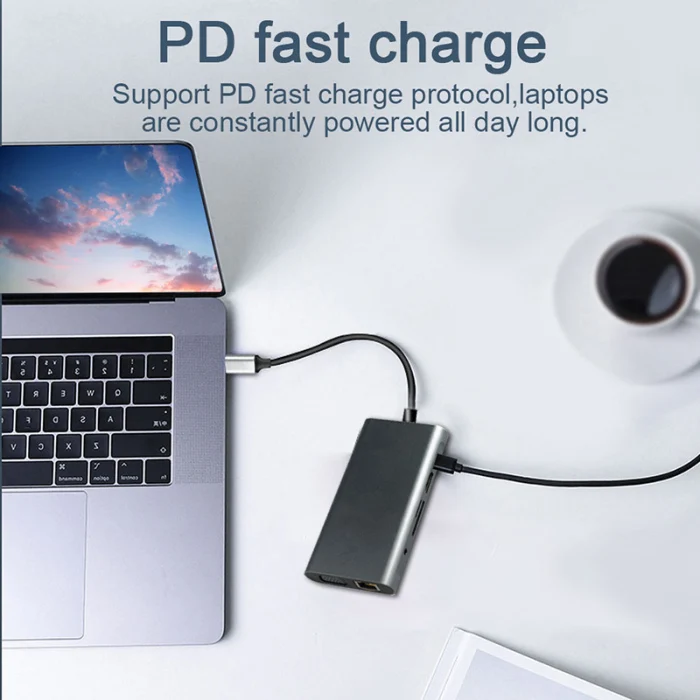 USB C концентратор док-станция для ноутбука type C адаптер с 3,5 мм аудио портом для Windows компьютера PUO88