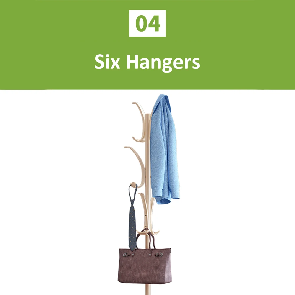 

Coat Rack Clothes Tree Coatrack Hat Hanger Hallstand Clothes Hat Tree Rack Free Standing with 6 Hooks 4 Feet Base for Bedroom